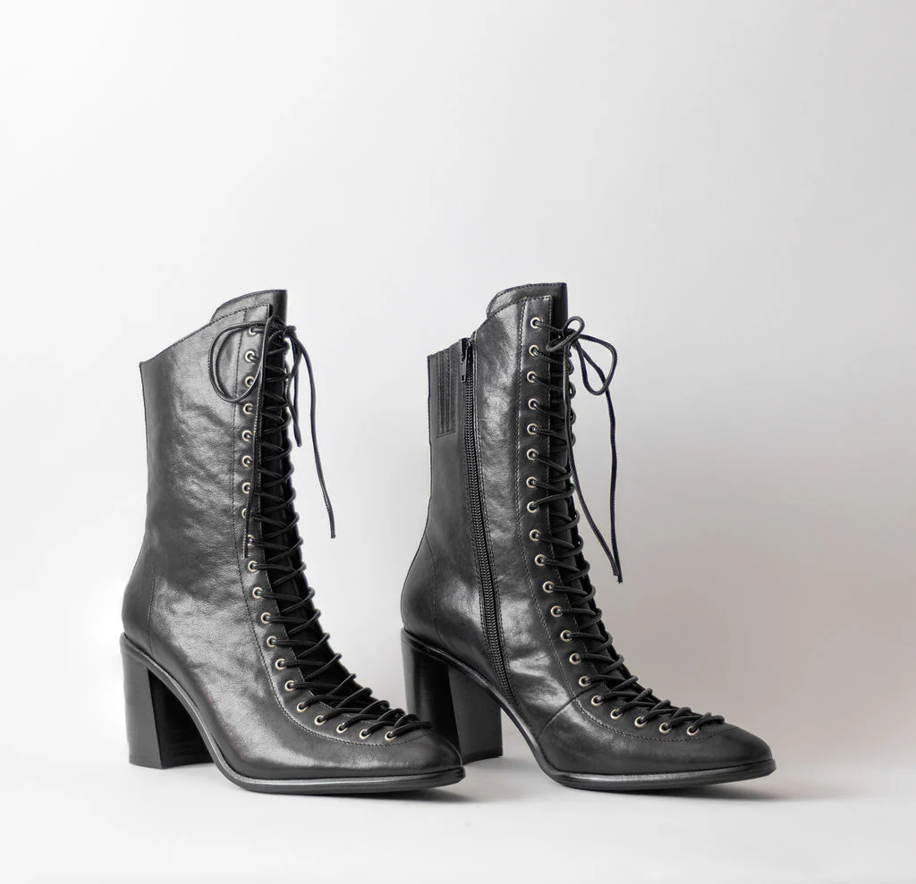 JEFFREY CAMPBELL ARCHILLE-2 BLACK LACE UP BOOTS - Image 2