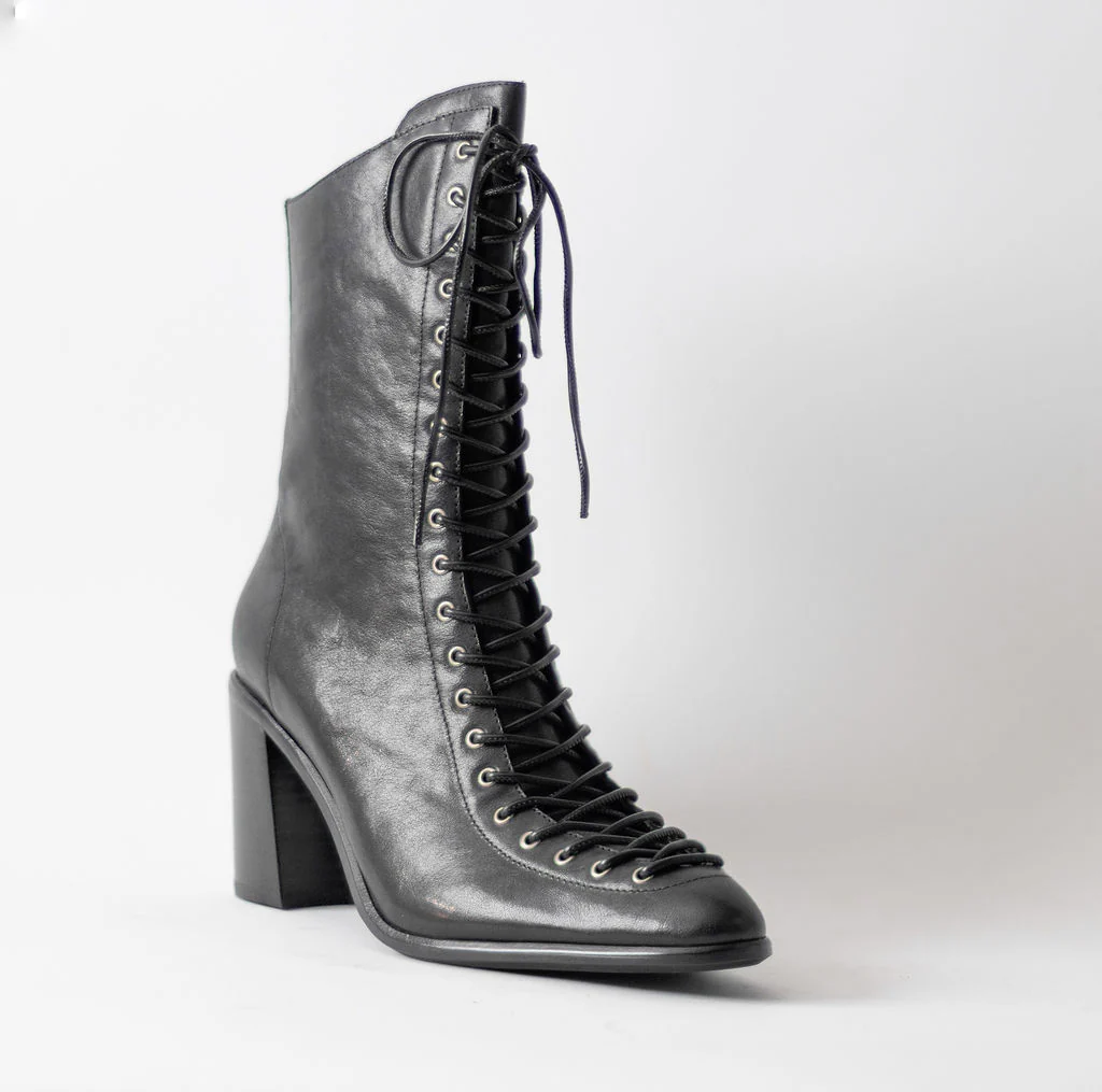 JEFFREY CAMPBELL ARCHILLE-2 BLACK LACE UP BOOTS - Image 6