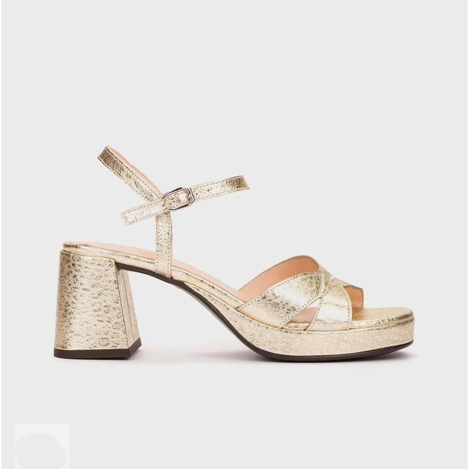 WONDERS BLOCK HEEL DRESS SANDAL GOLD - Image 4