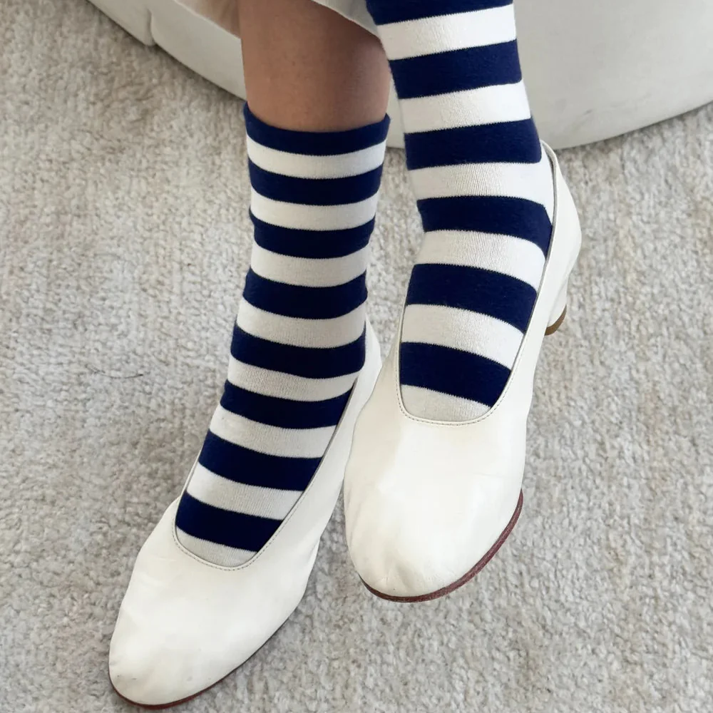 LE BON SHOPPE WALLY SOCKS WIDE NAVY