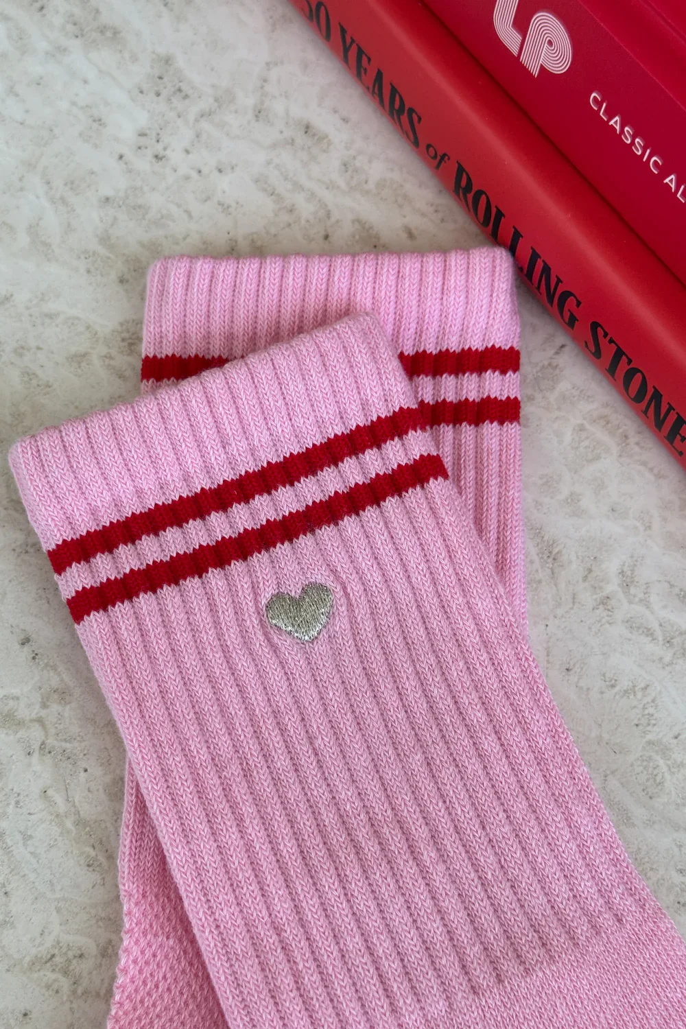 LE BON SHOPPE EMBROIDERED BOYFRIEND SOCKS ARMOUR PINK HEART - Image 4