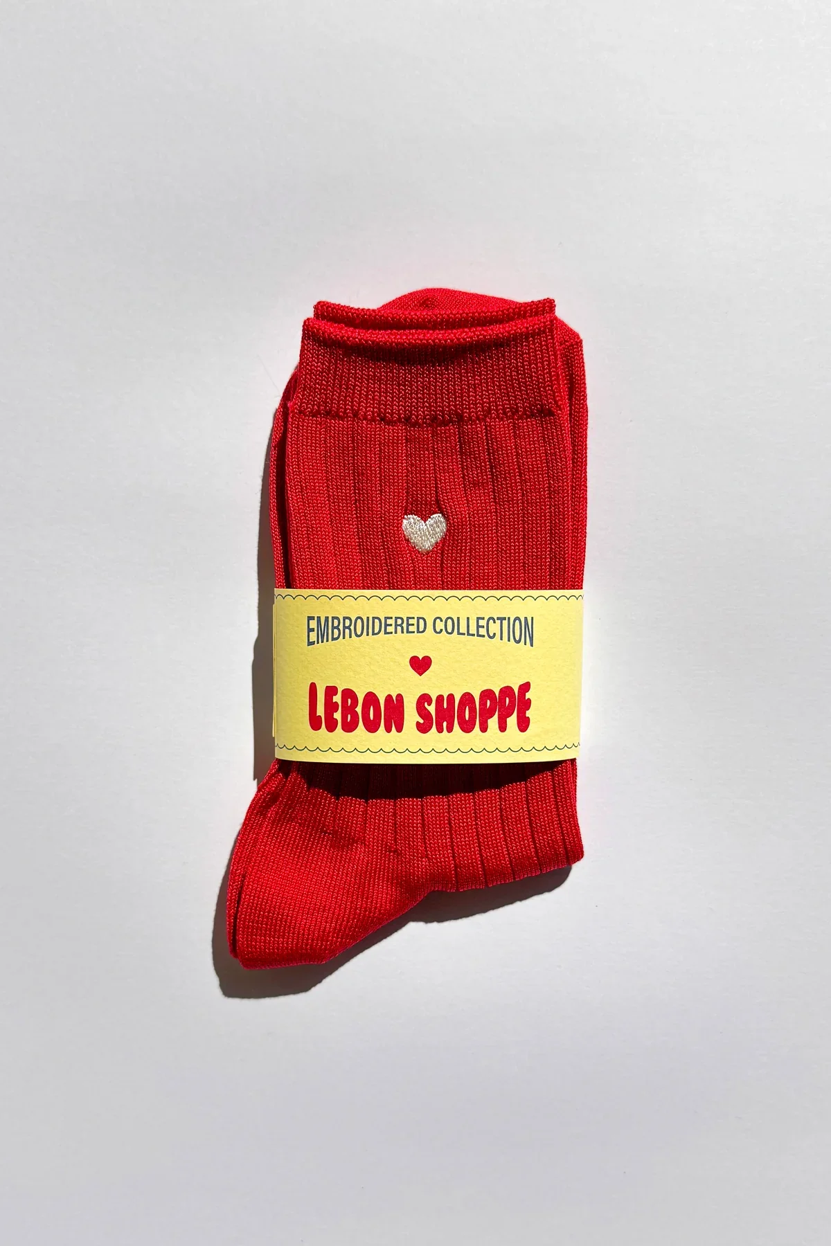 LEBON SHOPPE EMBROIDERED HER SOCKS CLASSIC RED HEART - Image 3