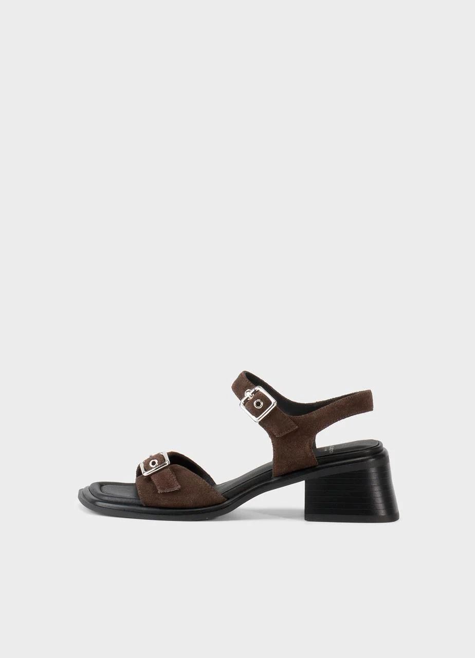 VAGABOND INES SANDAL FRONT BUCKLE BROWN SUEDE - Image 5