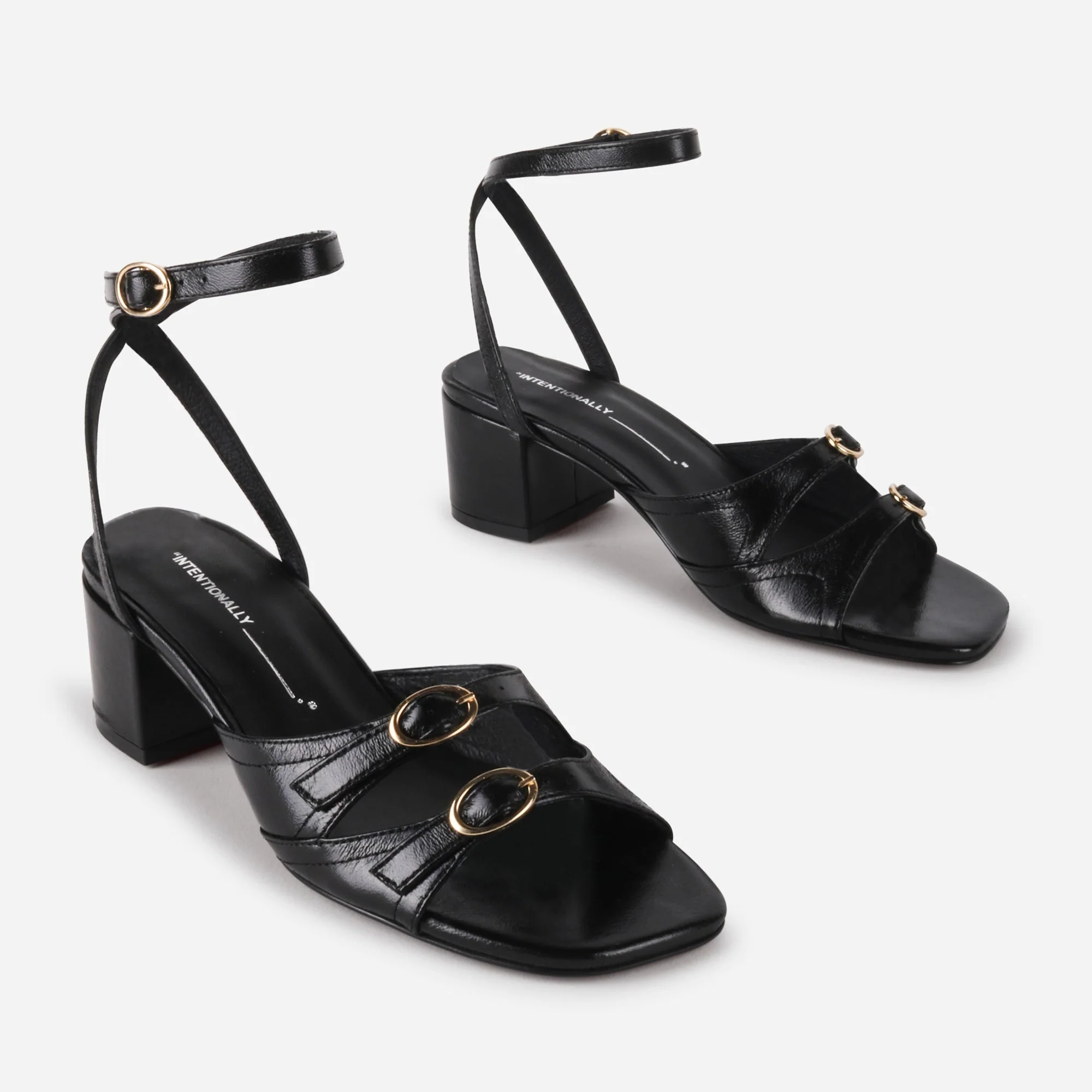 INTENTIONALLY BLANK LINGO HEELED SANDALS BLACK