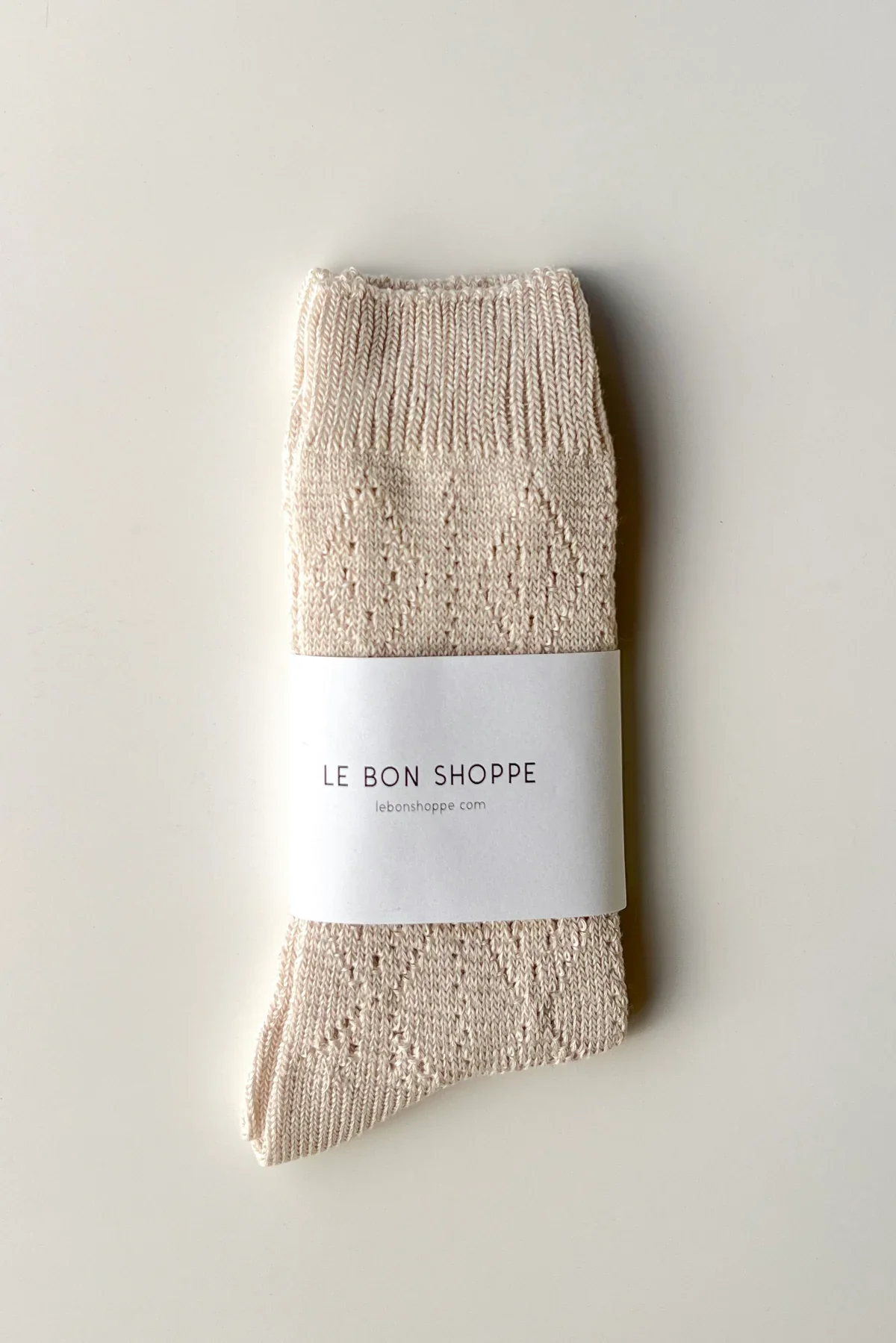 LEBON SHOPPE MODEL EYELET SOCKS OYSTER - Image 3