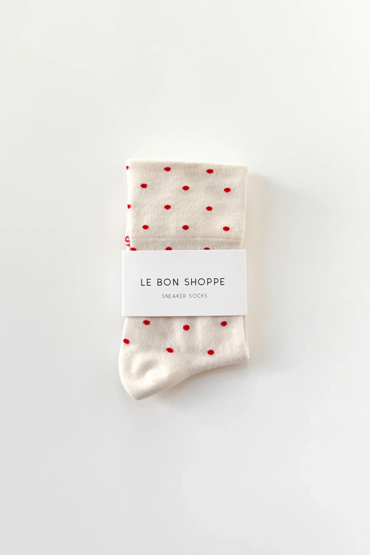 LEBON SHOPPE PATTERNED SNEAKER SOCKS POLKA CREAM RED - Image 2