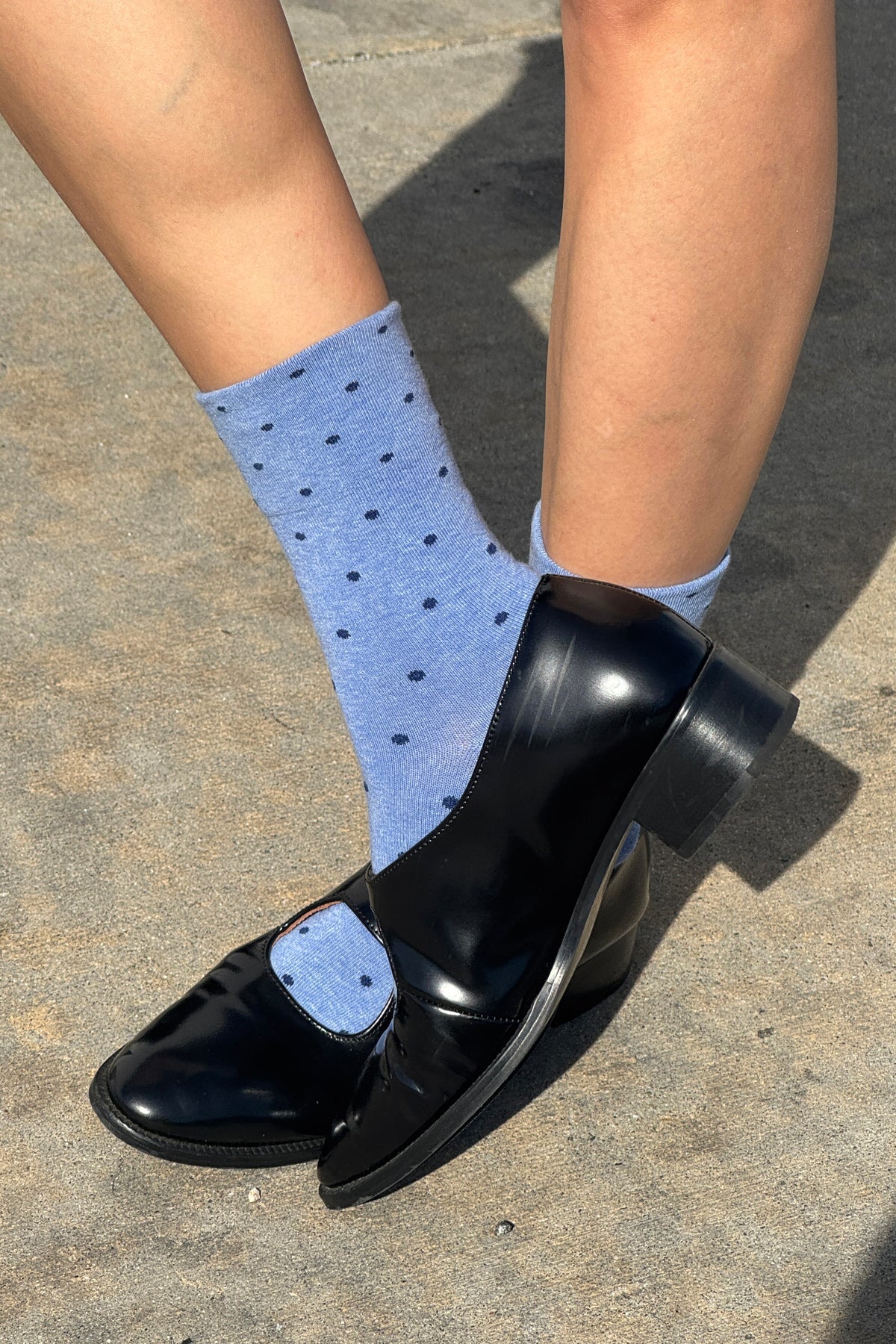 LEBON SHOPPE PATTERNED SNEAKER SOCKS POLKA NAVY BLUE - Image 3
