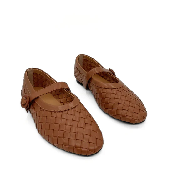 AMIE RAFA RENA WOVEN FLATS TAN - Image 4