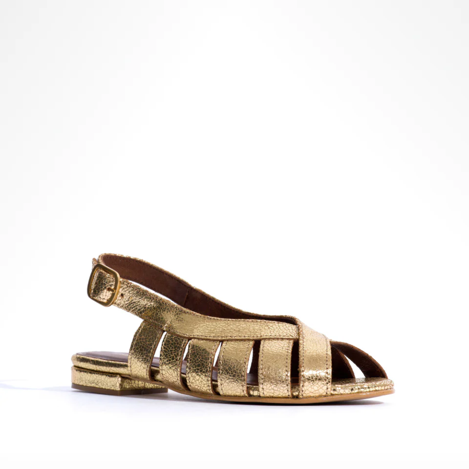 ANONYMOUS SOPHIE 20 CRACKLED METALIC GOAT SANDALS - Image 3