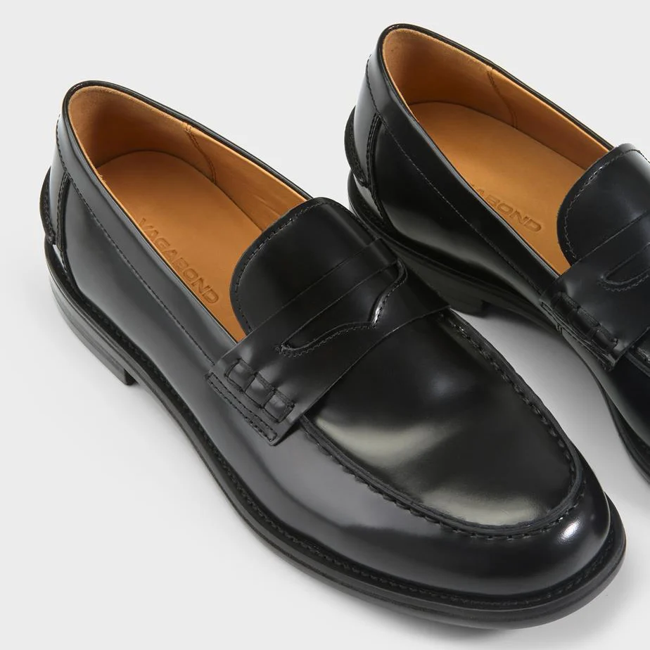 VAGABOND STEVEN LOAFERS BLACK POLISH LEATHER