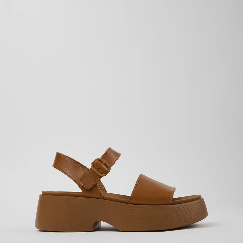 CAMPER TASHA FLATFORM SANDALS IN BROWN