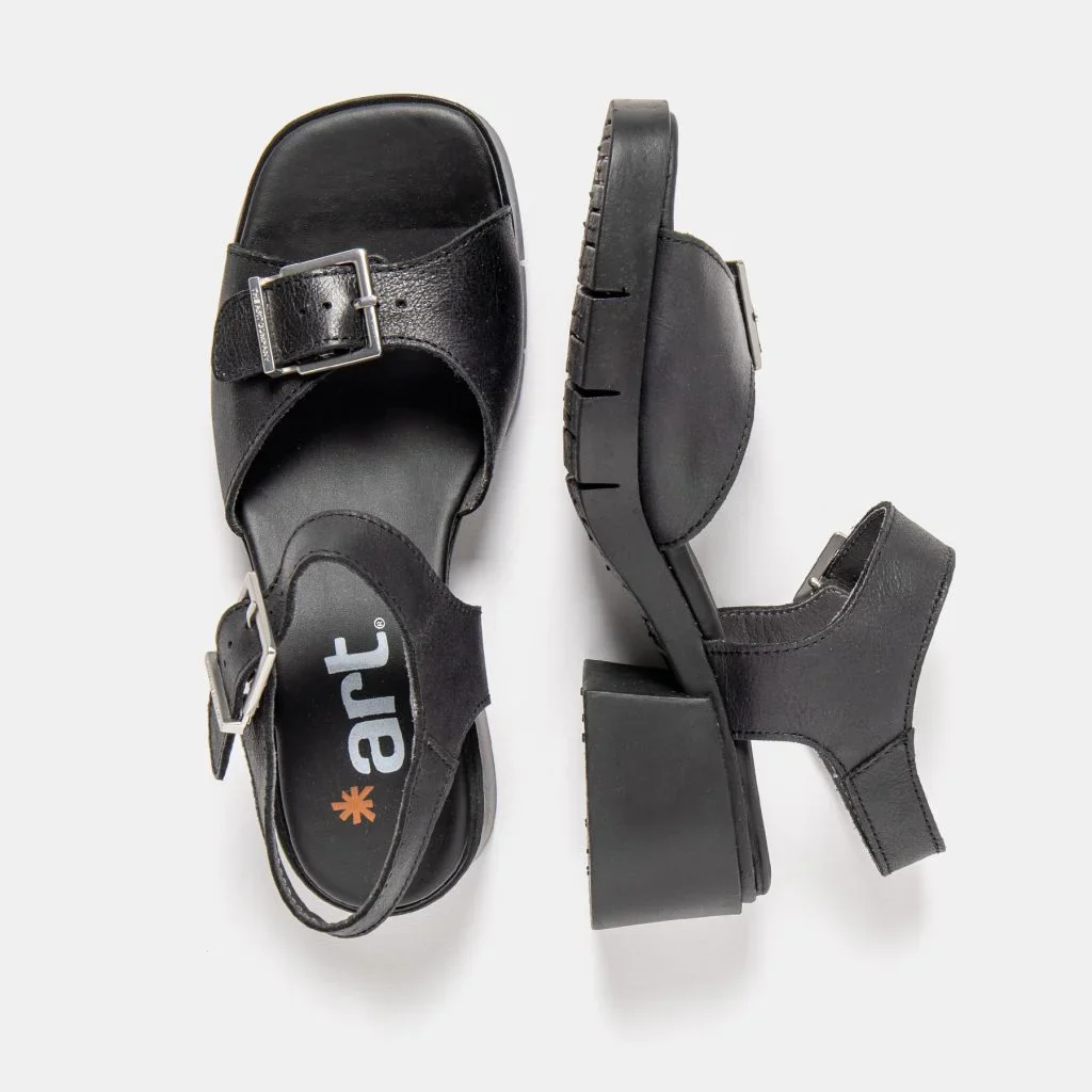 ART VARSOVIA-BLACK BUCKLE SANDALS